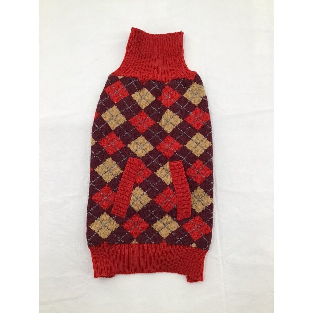 Kyeese Wear Dog Size XLarge Turtleneck Sweater Multi Color Argyle Print